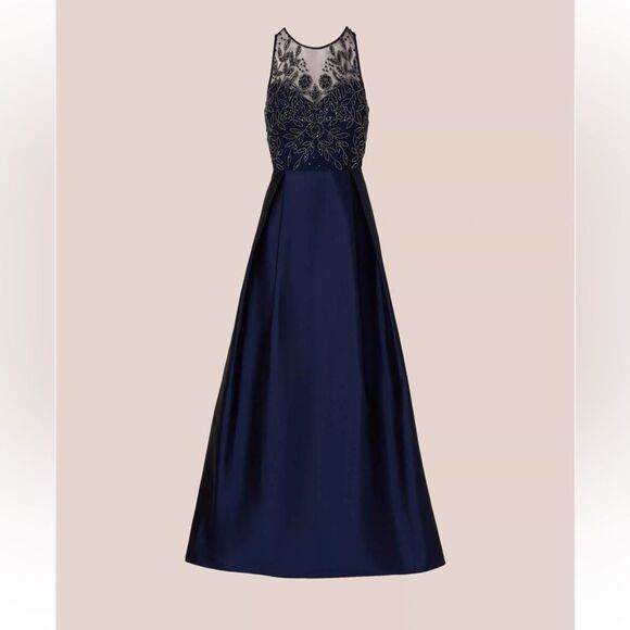 Adrianna Papell Beaded Taffeta Ball Sleeveless Beaded Top Gown - Picture 11 of 11